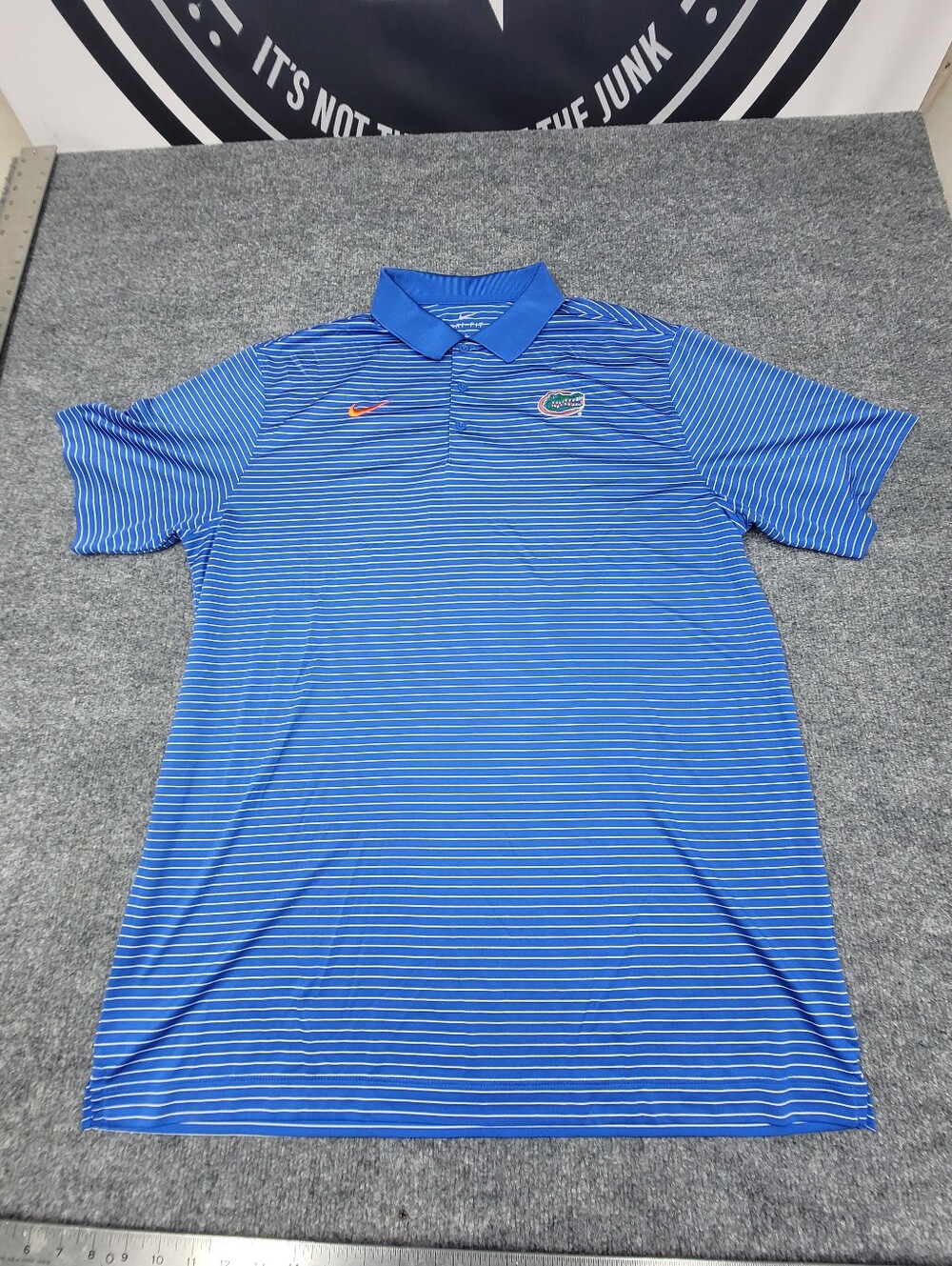Nike Florida Gators Embroidered Dri-fit Polo Shirt Mens Size XL Blue Stripe NCAA